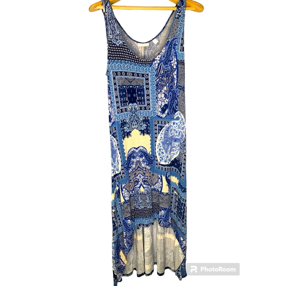 New York & Company High/Low Navy/Light Blue Paisley Summer Dress, in Size M